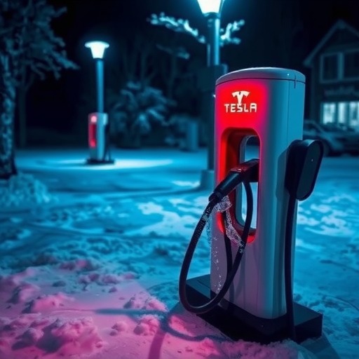 特斯拉瑞典充电站遇袭，电缆被泼水冻结(图1)